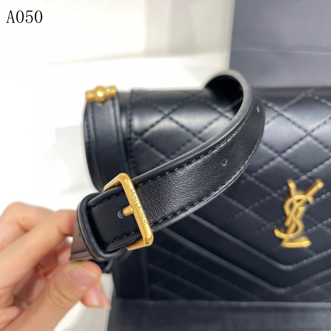 Saint Laurent Gaby Satchel In Quilted Black Gold 26Cm