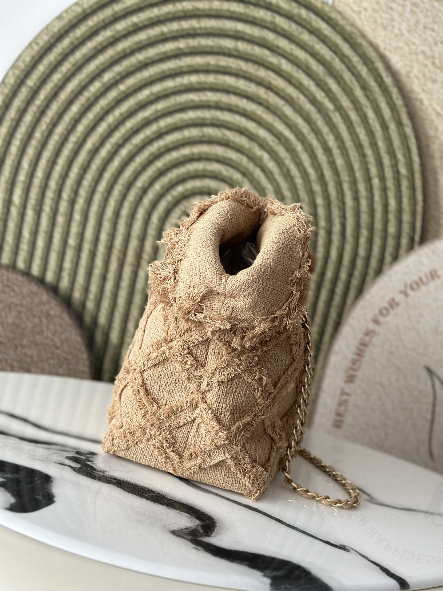 Spring Summer 2010 Coco Country Beige Straw and Tweed Framed Quilted Airport Tote Bag