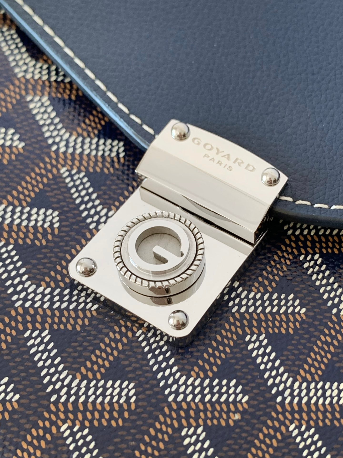 Goyard Chypre Wallet-Pouch 21 Cm Navy Blue Goyardine Canvas And Calfskin