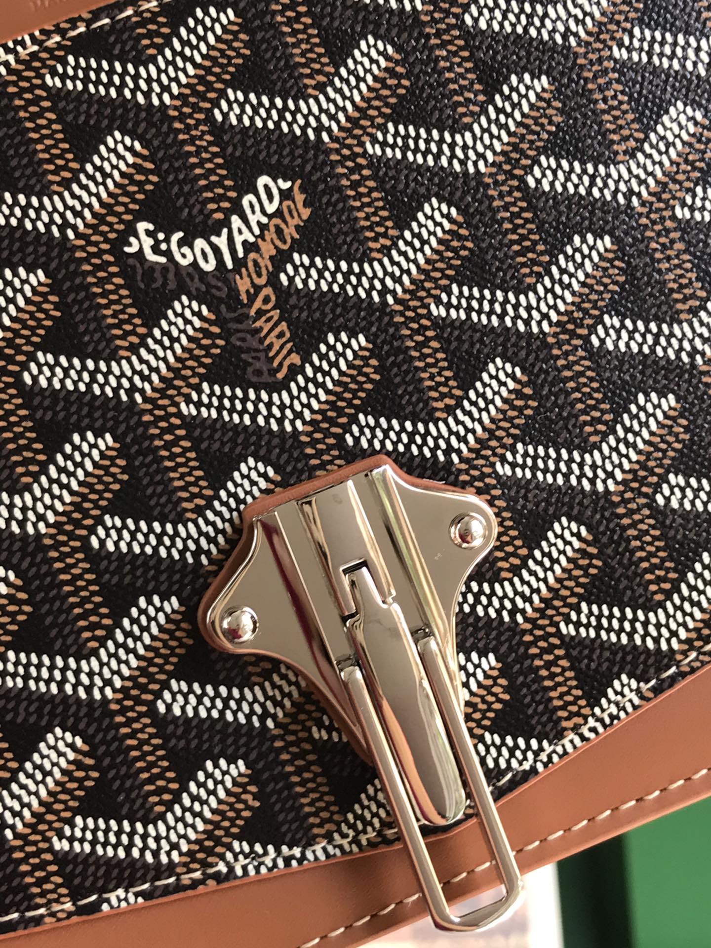 Goyard Duchesse Marie-Caroline Bag 25 Cm Black Goyardine Canvas And Tan Smooth Calfskin