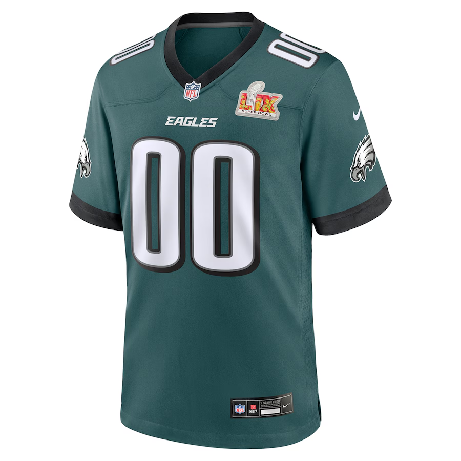 Men's Philadelphia Eagles Nike Midnight Green Super Bowl LIX Custom Game Jersey