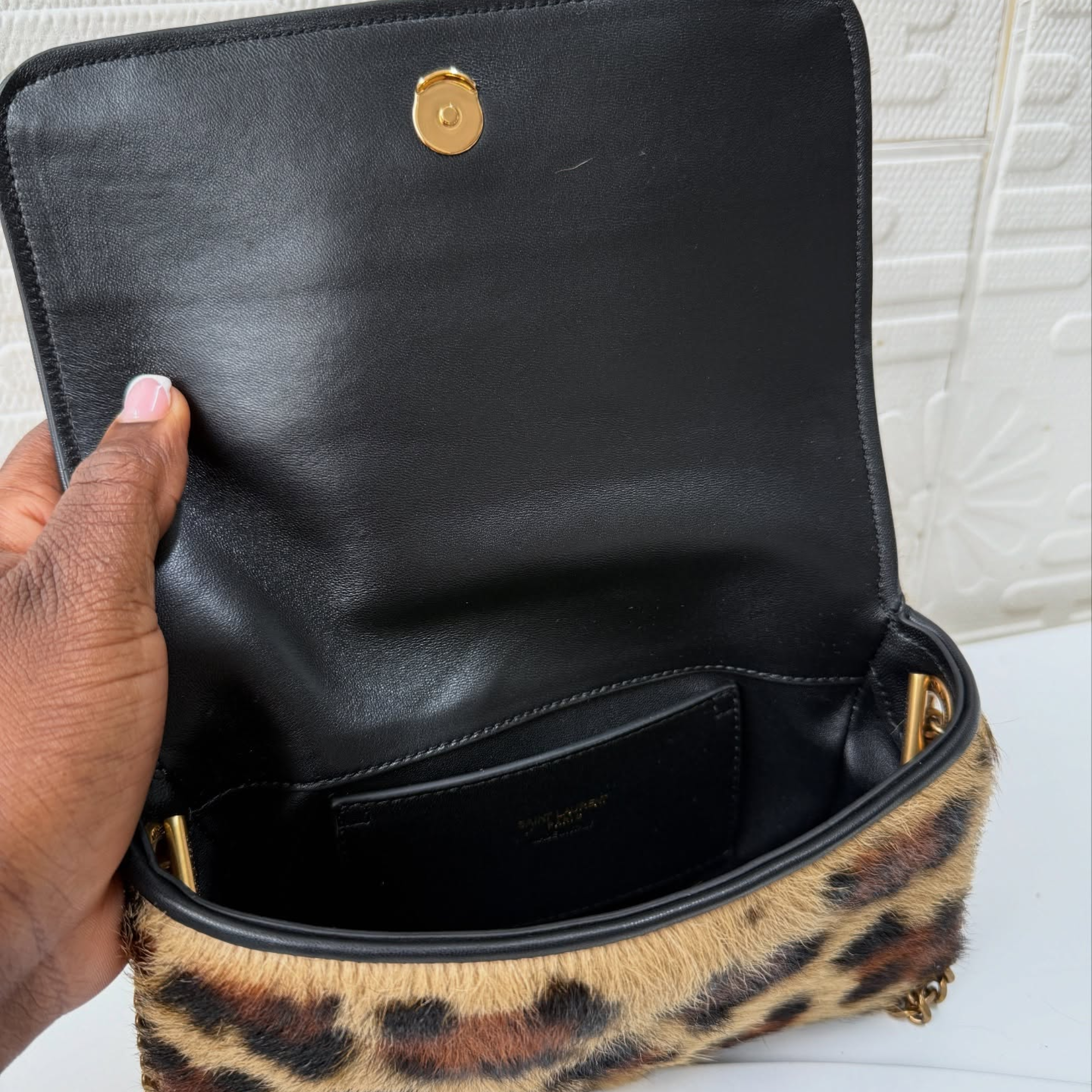 Saint Laurent Leopard Chain Bag 19cm