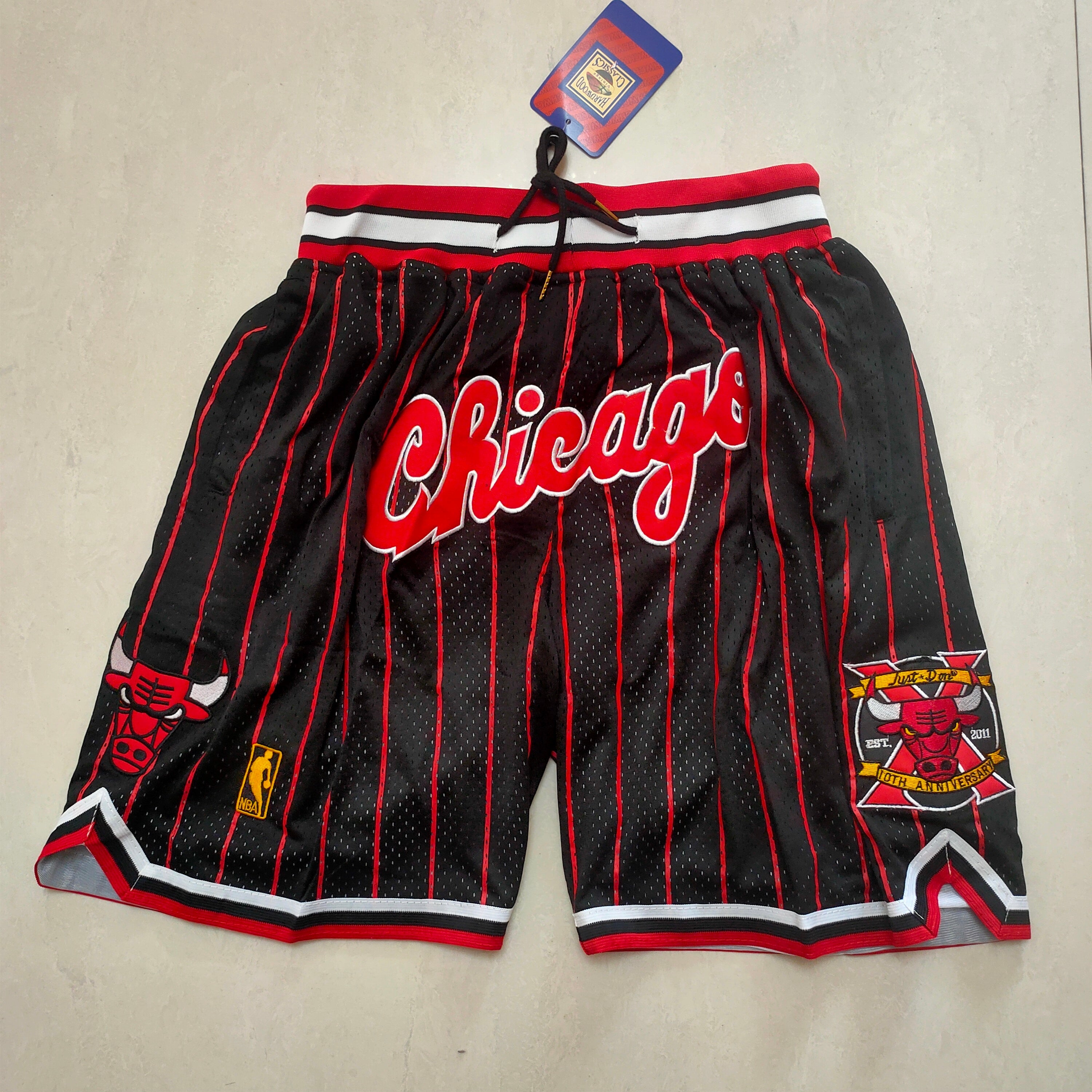 Chicago Bulls Black 10th Anniversary Red Stripe Pocket Pants