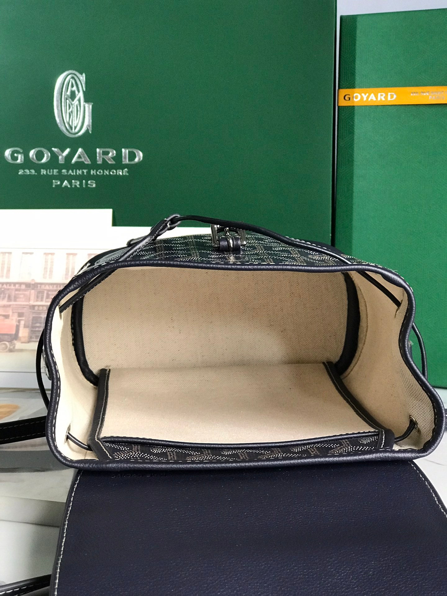 Goyard Alpin Mini Backpack 21cm Navy Blue Lambskin And Goyardine Canvas