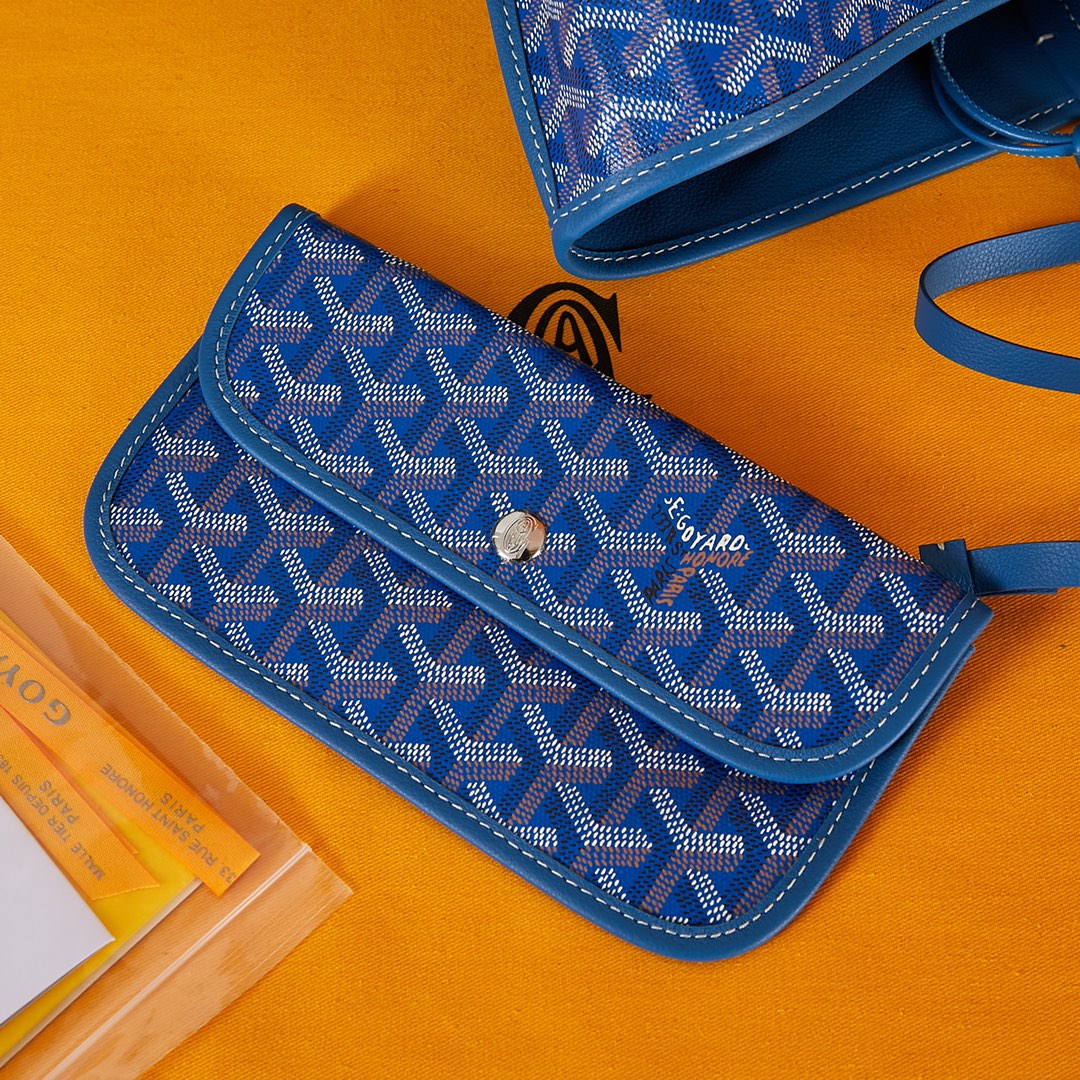 Goyard Saint Louis Gm 40 Blue Canvas Chevroches Calfskin