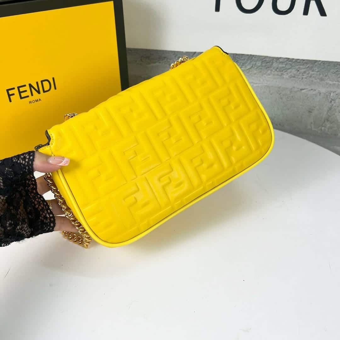 Fendi Bag Nappa Leather Bag Yellow 24Cm/ 9.4in
