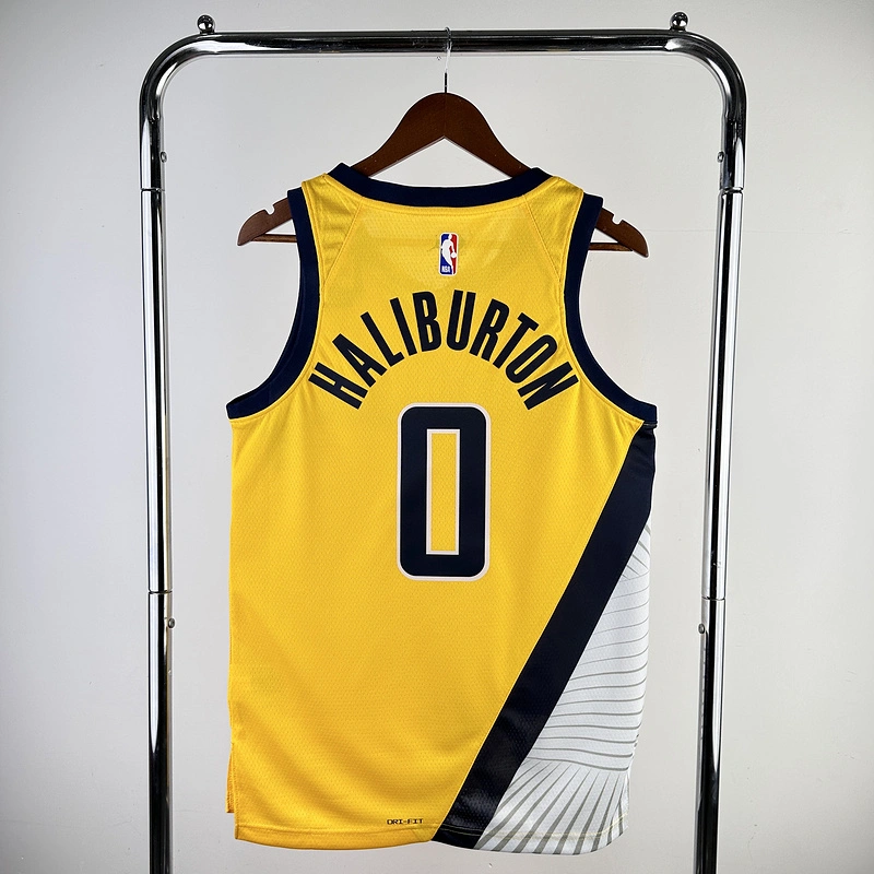 2023 NBA Indiana Pacers 0 HALLIBURTON Basketball Jersey
