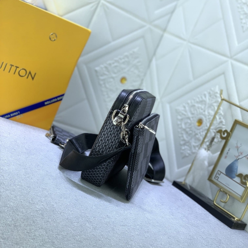 Louis Vuitton Trio Messenger Bag Damier Canvas Black 25Cm N50017