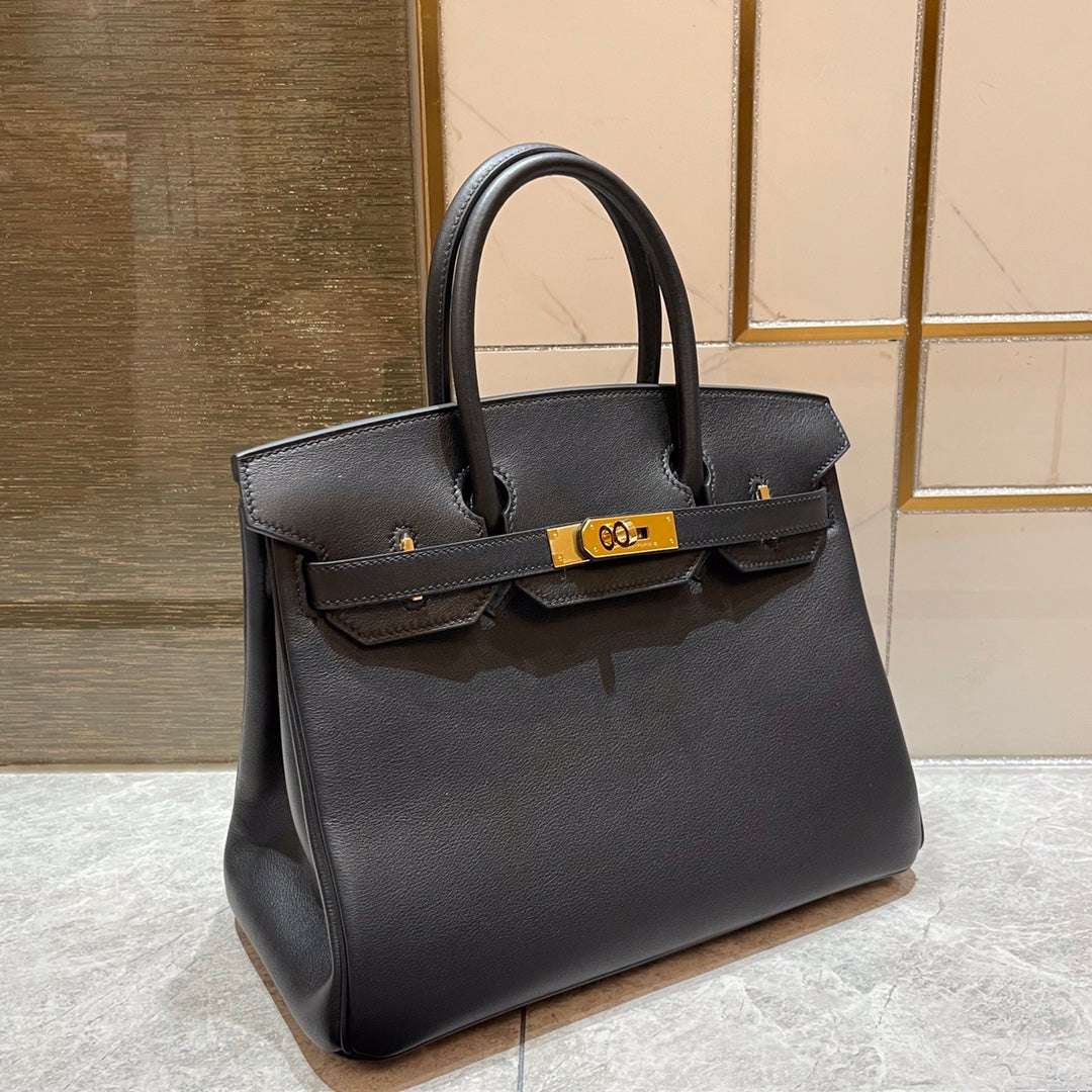 Hermes Birkin 25Cm Black Swift Leather Gold Hardware