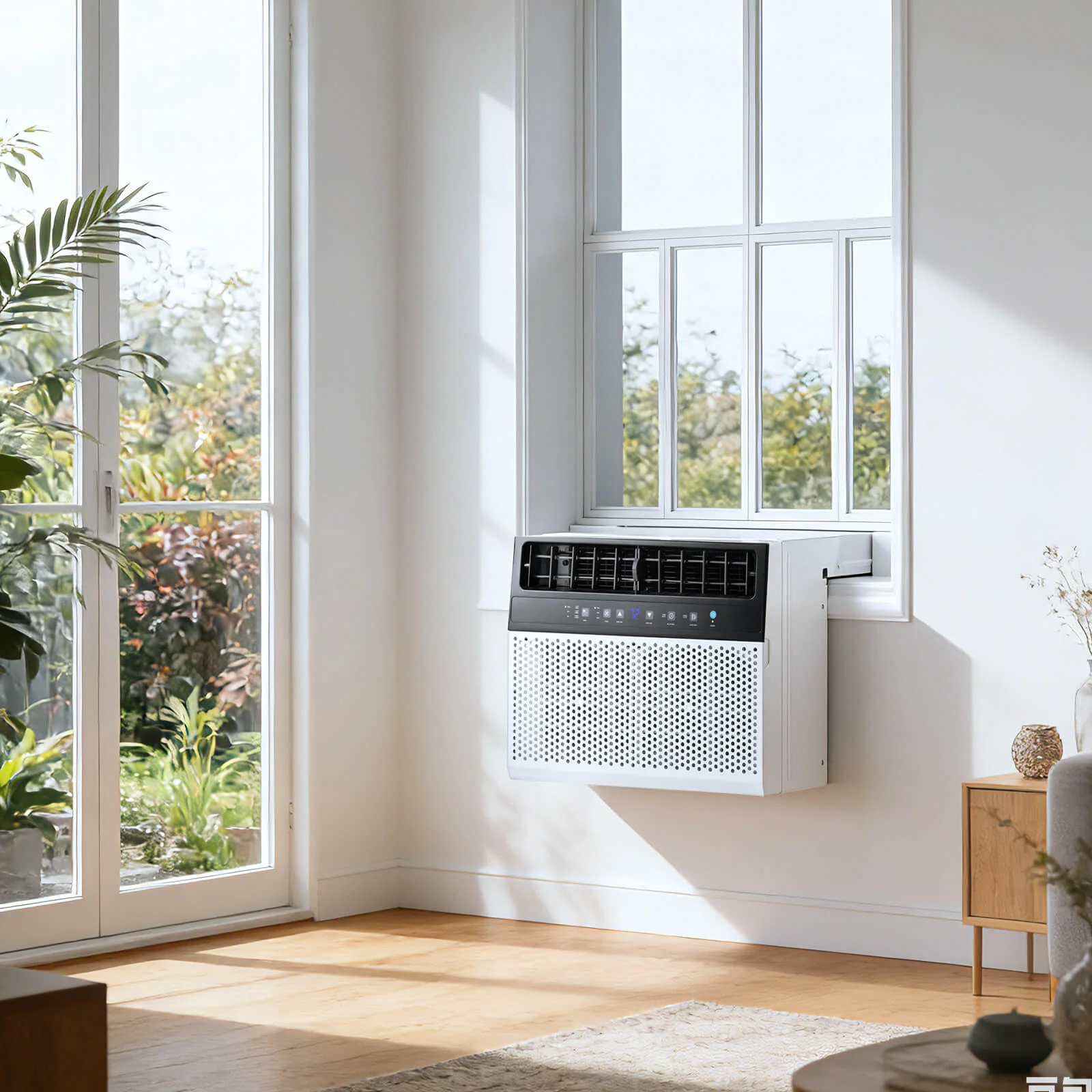 10000 BTU U-Shaped Window Air Conditioner Cools up to 450 Sq. Ft with Black Panel