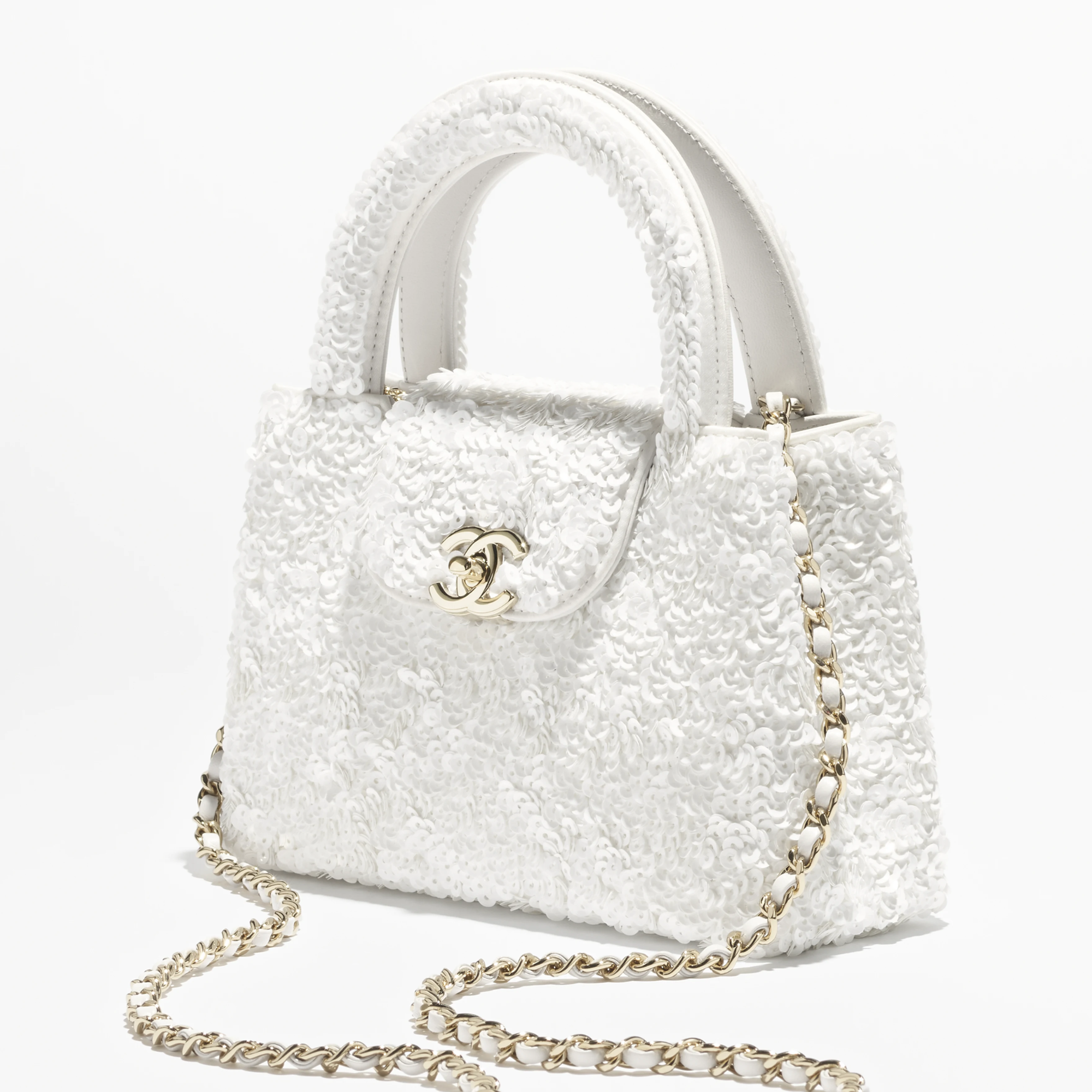 Chanel Mini Sequin Handbag White 19cm/7.5in
