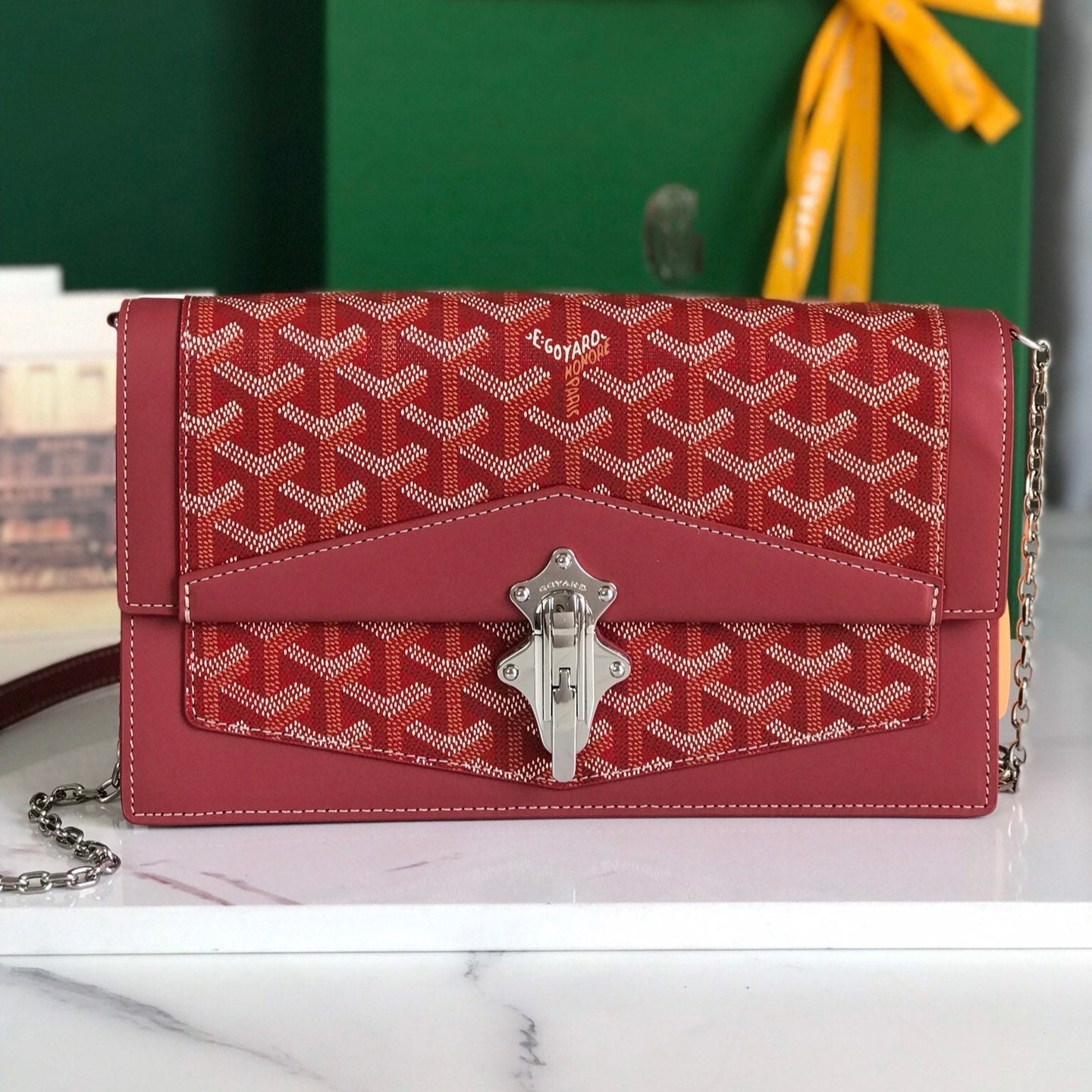 Goyard Duchesse Marie-Caroline Bag 25 Cm Red Goyardine Canvas And Smooth Calfskin