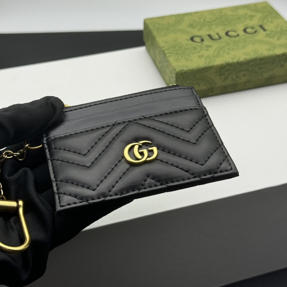 Gucci Gg Marmont Keychain Wallet Black 10cm