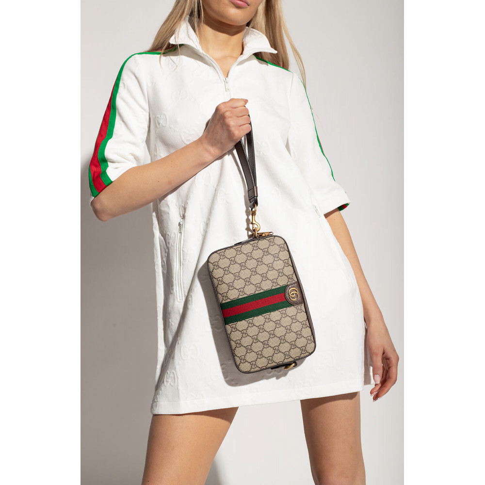 Gucci Ophidia GG Supreme Shoulder Bag Beige/Ebony 24cm/9.4in