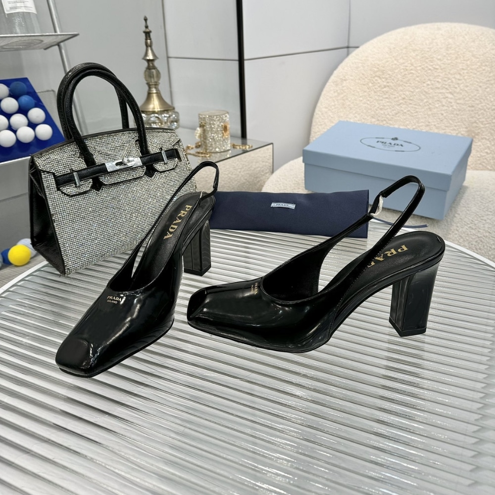Prada Patent Leather Slingback Pumps Black 1I838N 069 F0002 F 085