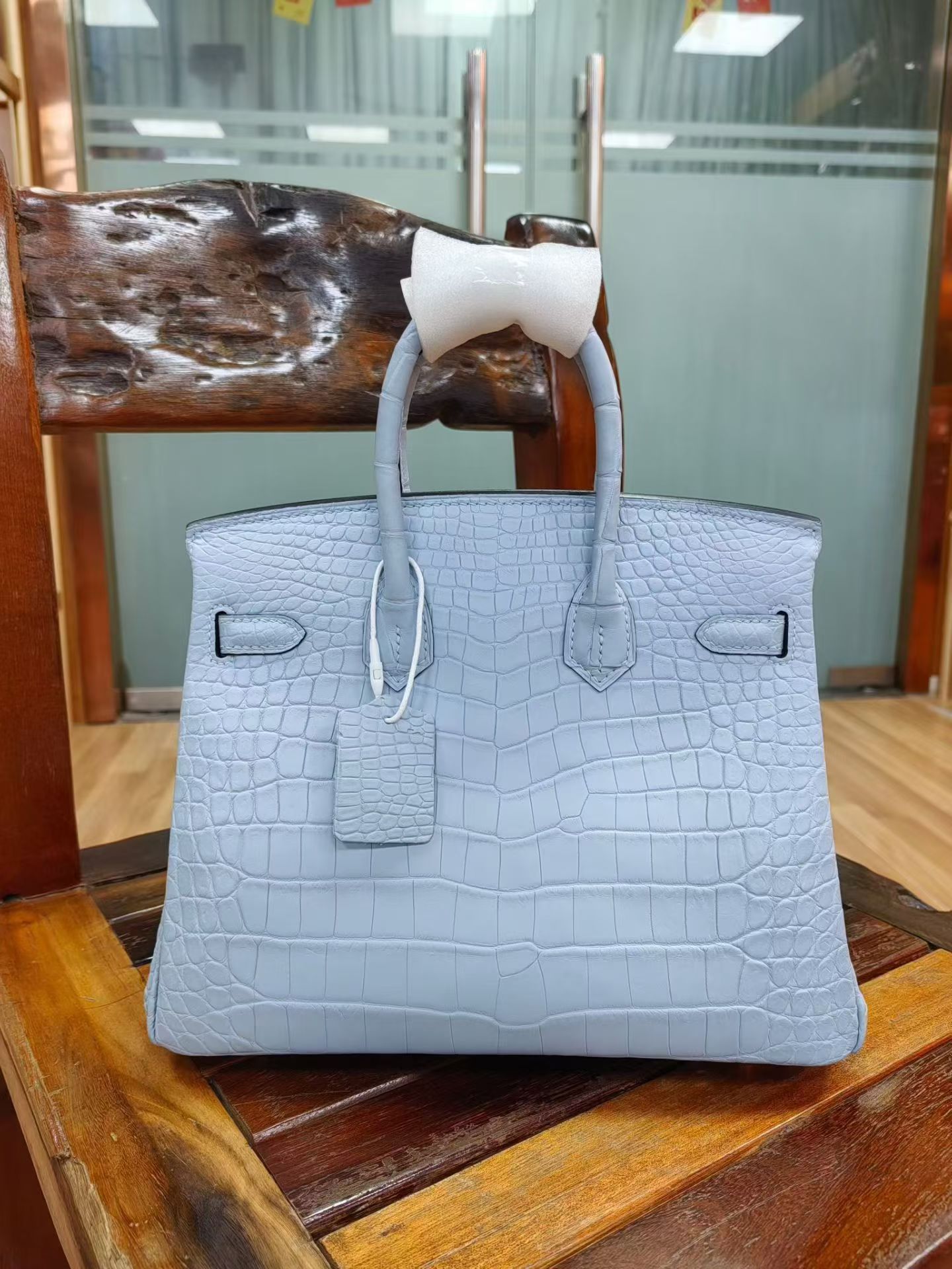 Birkin 25-30 Candy Blue Gold Hardware Matte Crocodile Leather Customization