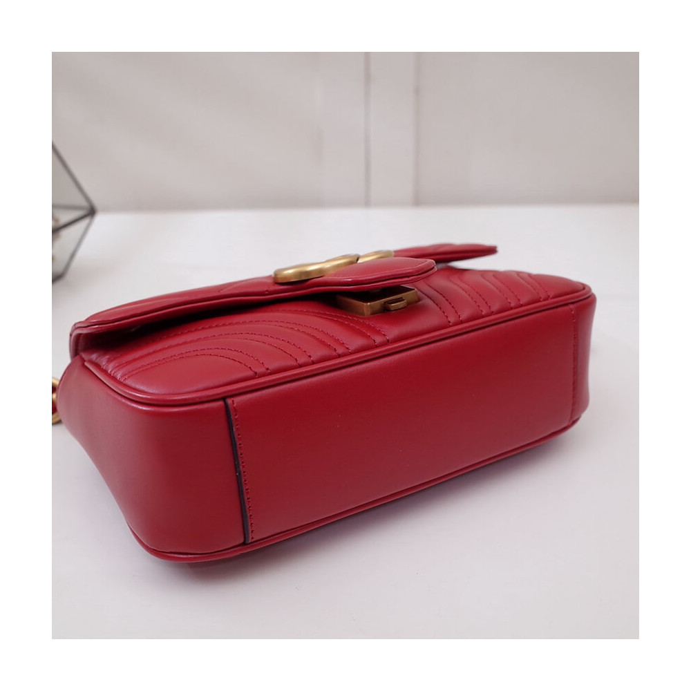 Gucci GG Marmont Matelasse Chevron Leather Mini Bag Red