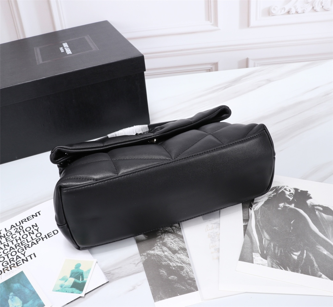 Saint Laurent Puffer Small Chain Bag In Quilted Black Noir