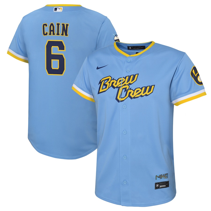 Lorenzo Cain Milwaukee Brewers Youth City Connect Player Jersey Powder Blue