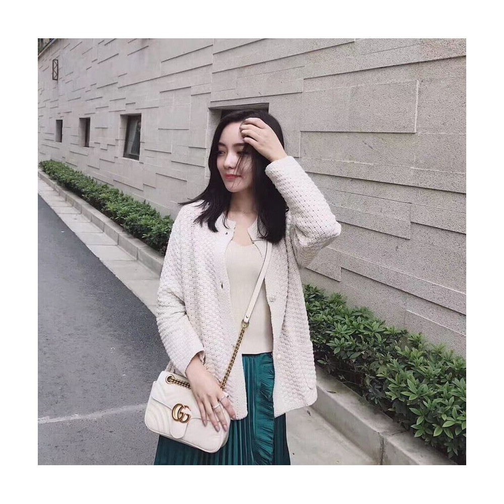 Gucci GG Marmont Matelasse Chevron Leather Mini Bag White