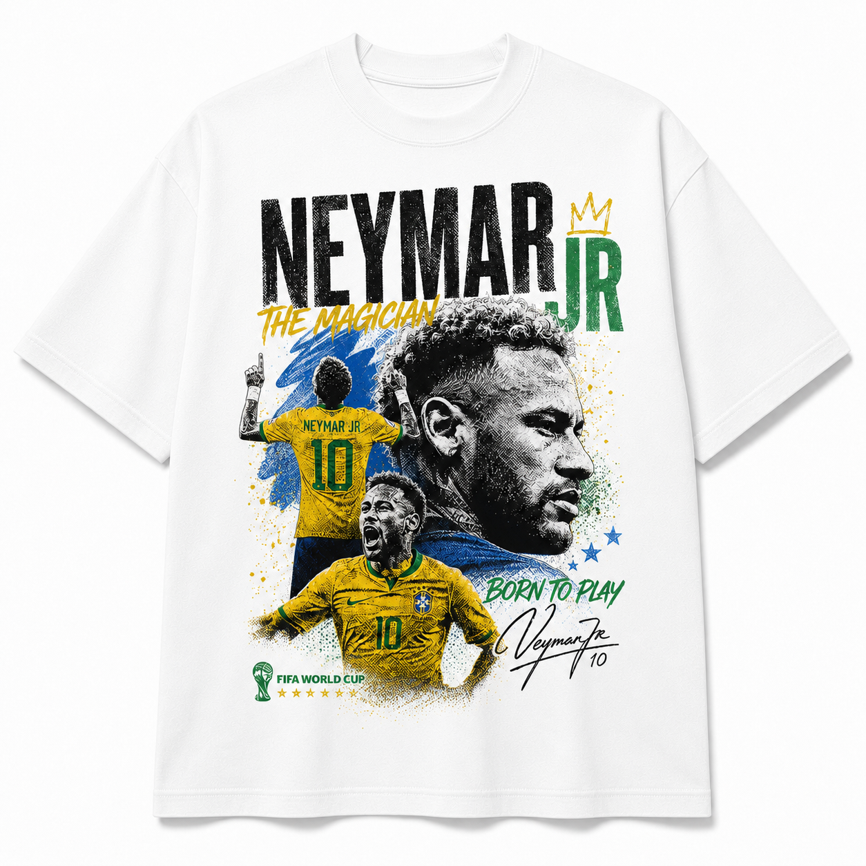 Neymar World Cup Printed T-Shirt  Unisex Loose Fit T-Shirt 100% Cotton Soft Comfortable Summer Casual Printed Top
