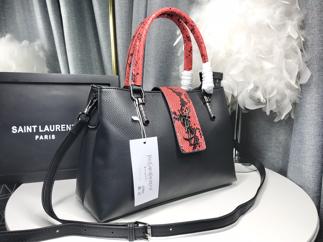 Saint Laurent Large Tote Bag Two Componentes Grandes Black