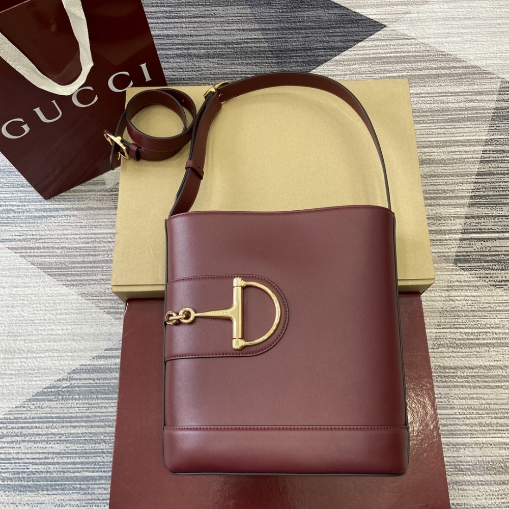 Gucci 73 Small Bucket Bag Rosso Ancora Red Smooth Leather 20Cm 833665 AAEC2 6207