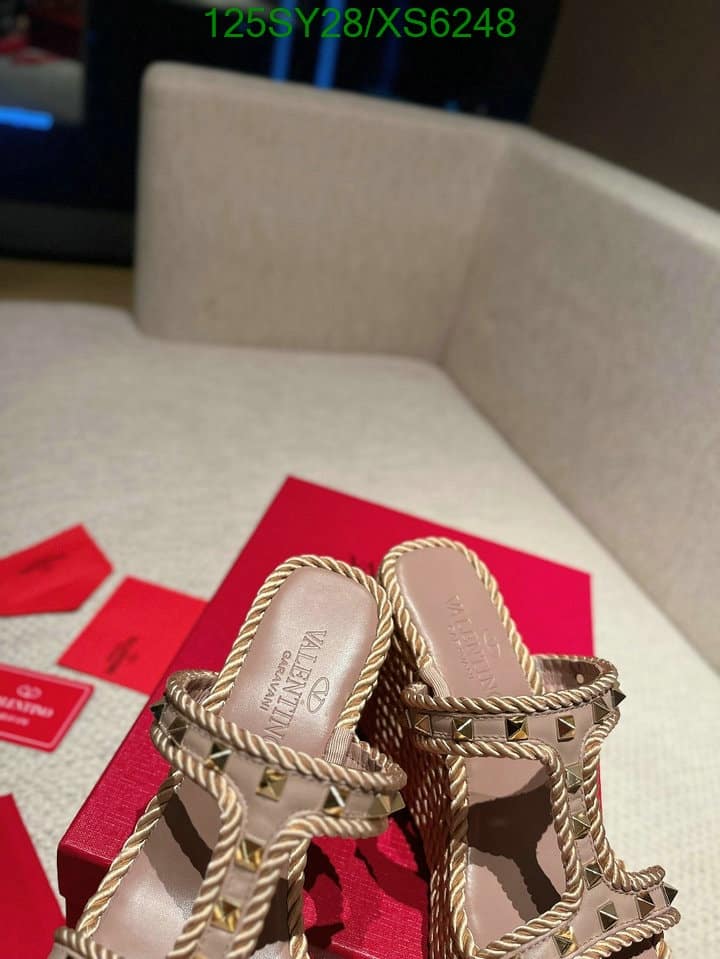 Valentino Garavani Rockstud Leather Wedge Sandals Beige