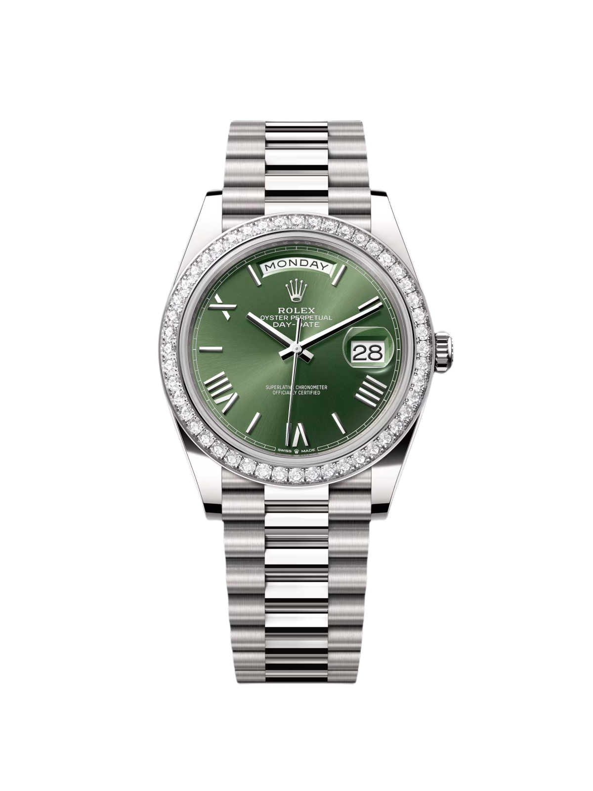 【Super Clone】RLX  Day-Date 40mm 228349RBR-0030 Olive Green Dial President Bracelet