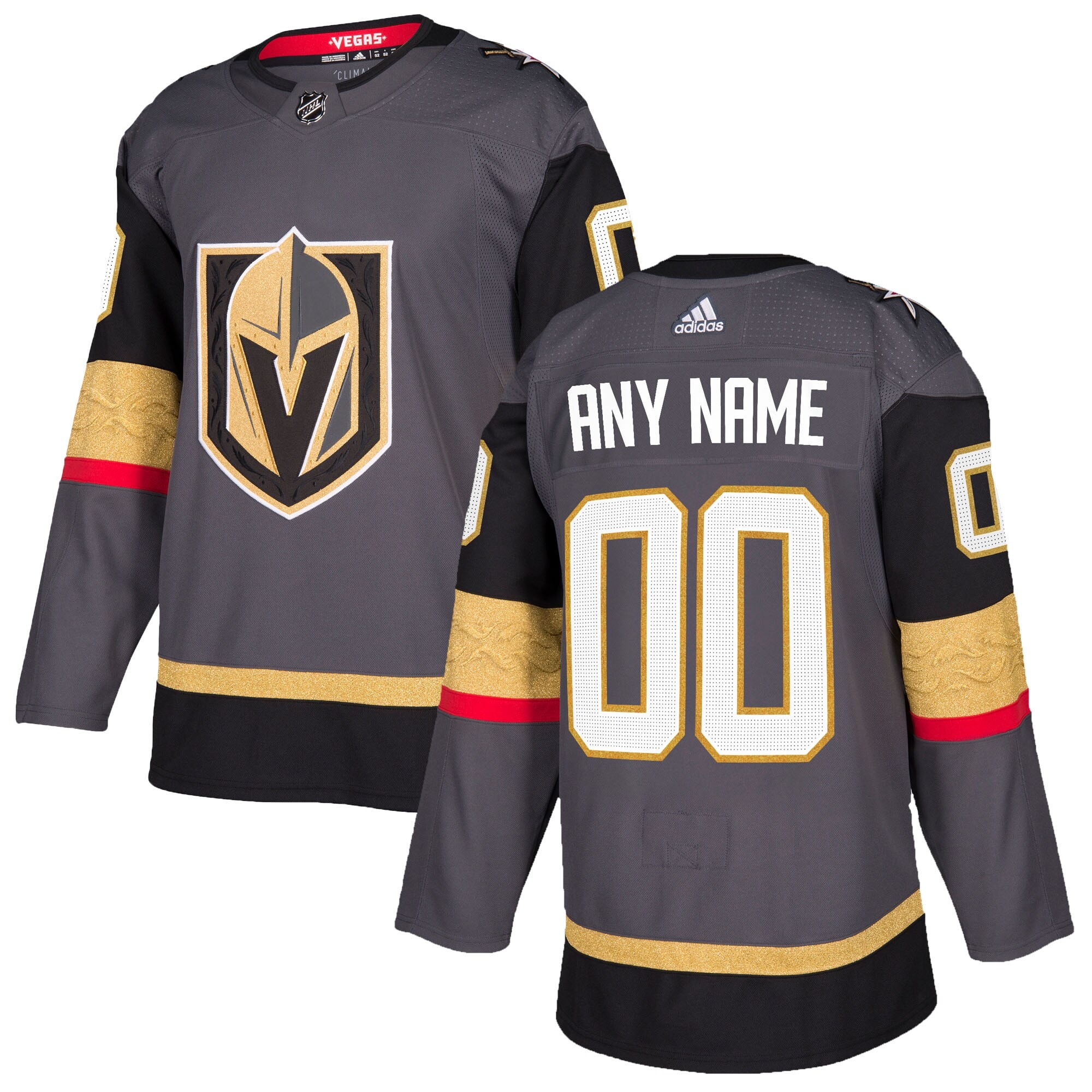 Vegas Golden Knights adidas Alternate Authentic Custom Jersey – Gray
