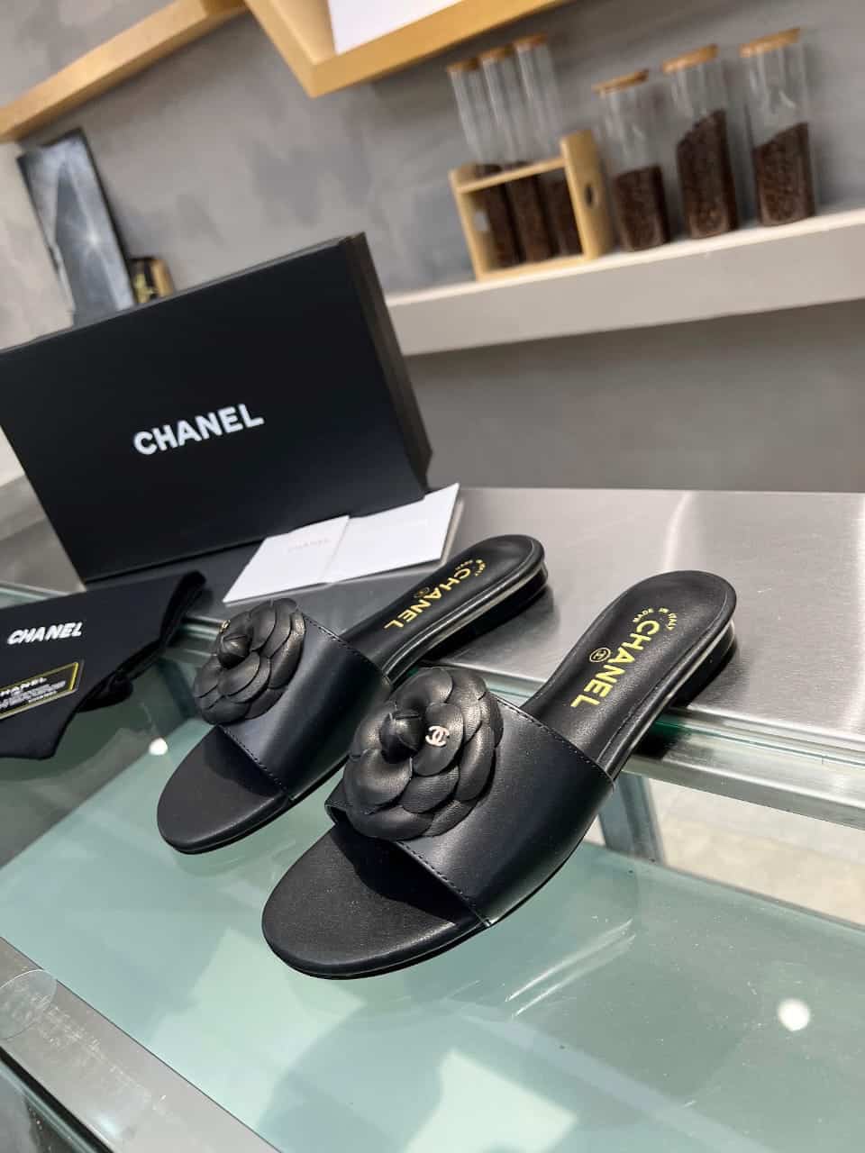 Chanel Mules With Camellia In Black G45499 X01000 94305