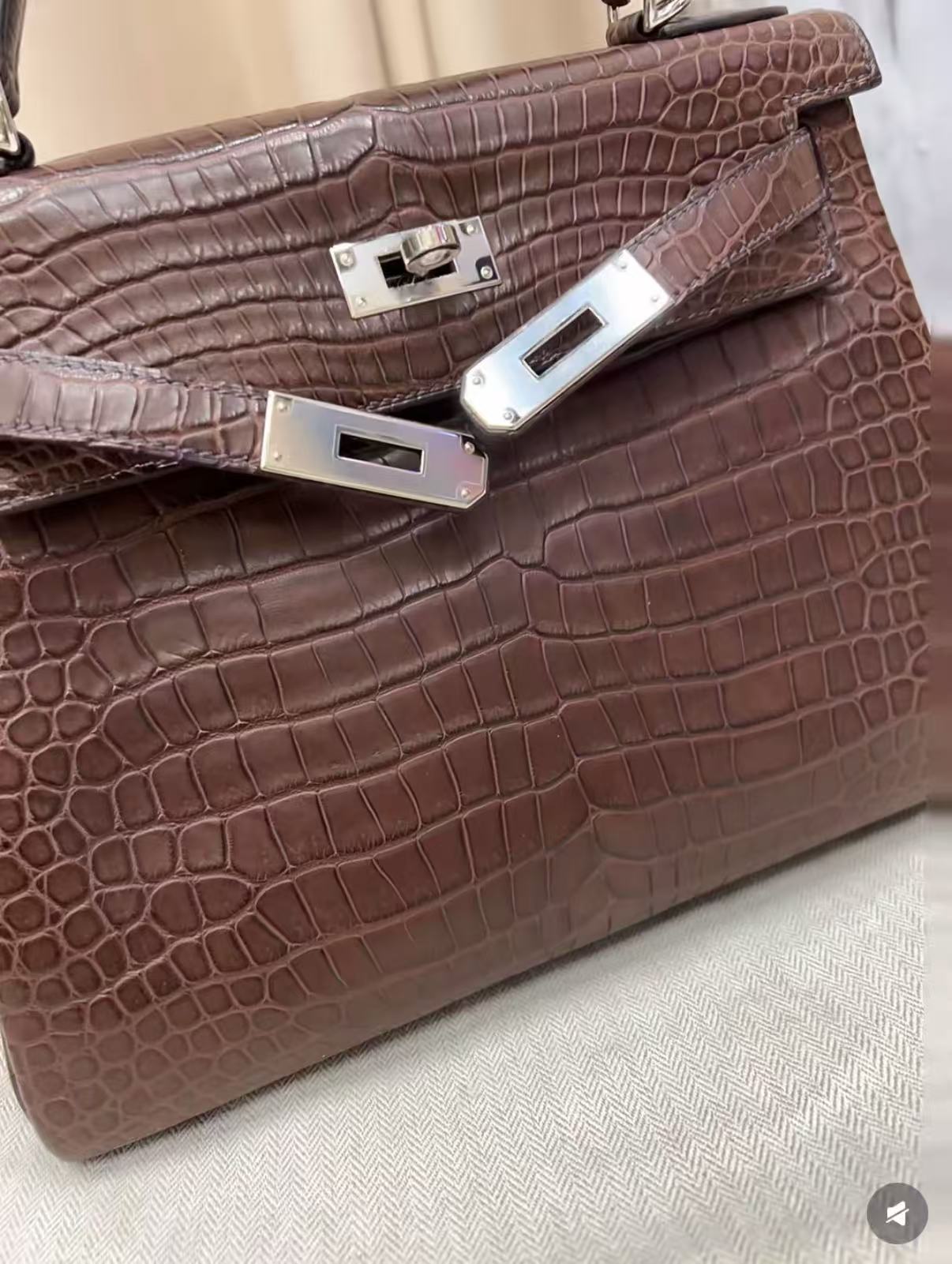 Kelly dark brown 25-32 matte crocodile leather custom