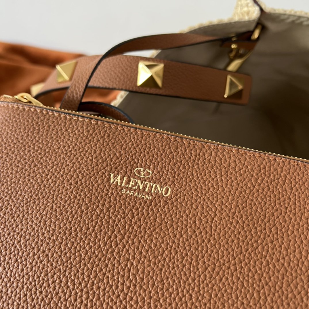 Valentino Garavani Summer Woven Natural Brown Leather Tote Bag 35cm/13.8in