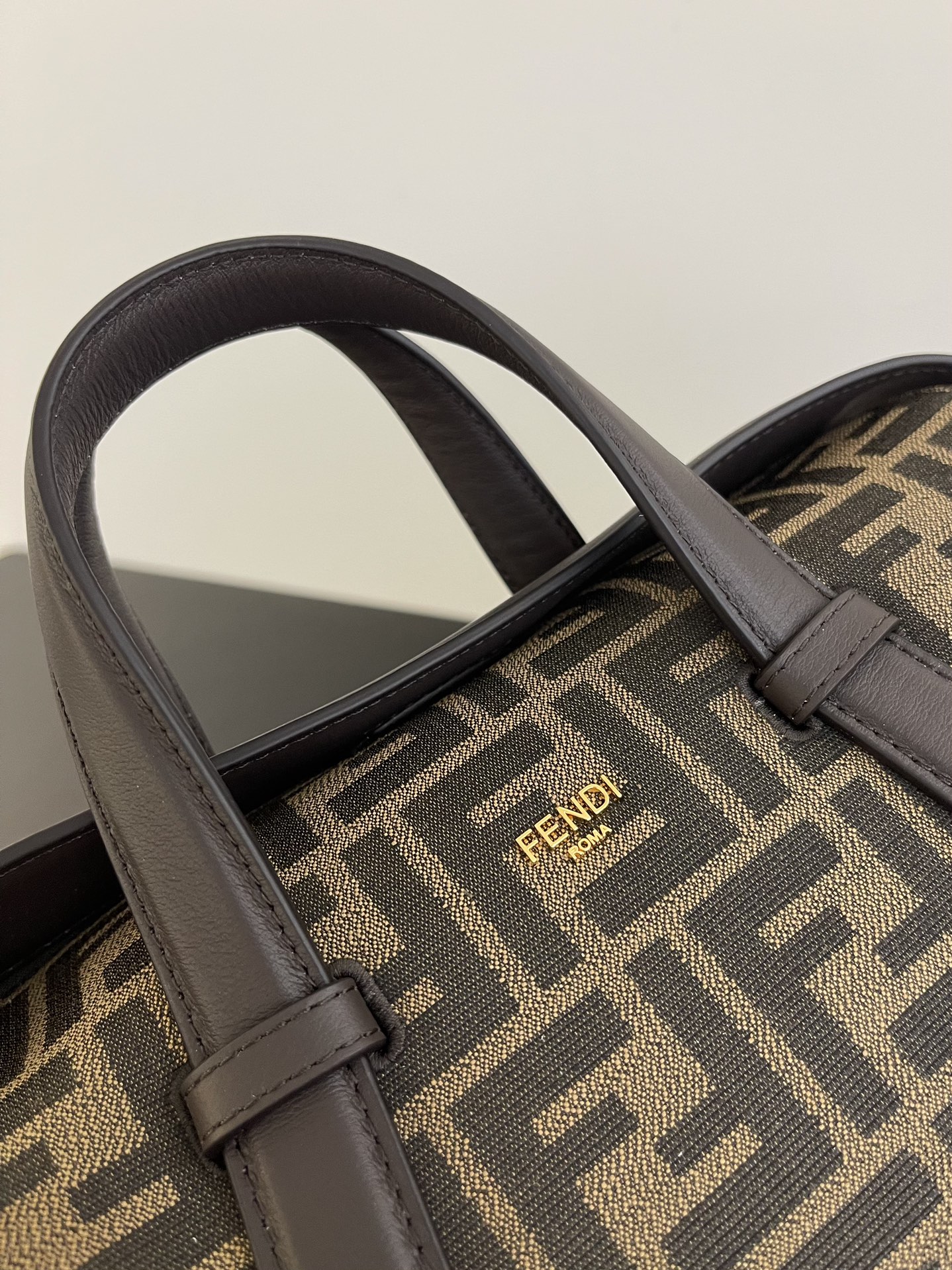 Fendi Boston 365 Brown Ff Jacquard Fabric Bag 27.5 Cm