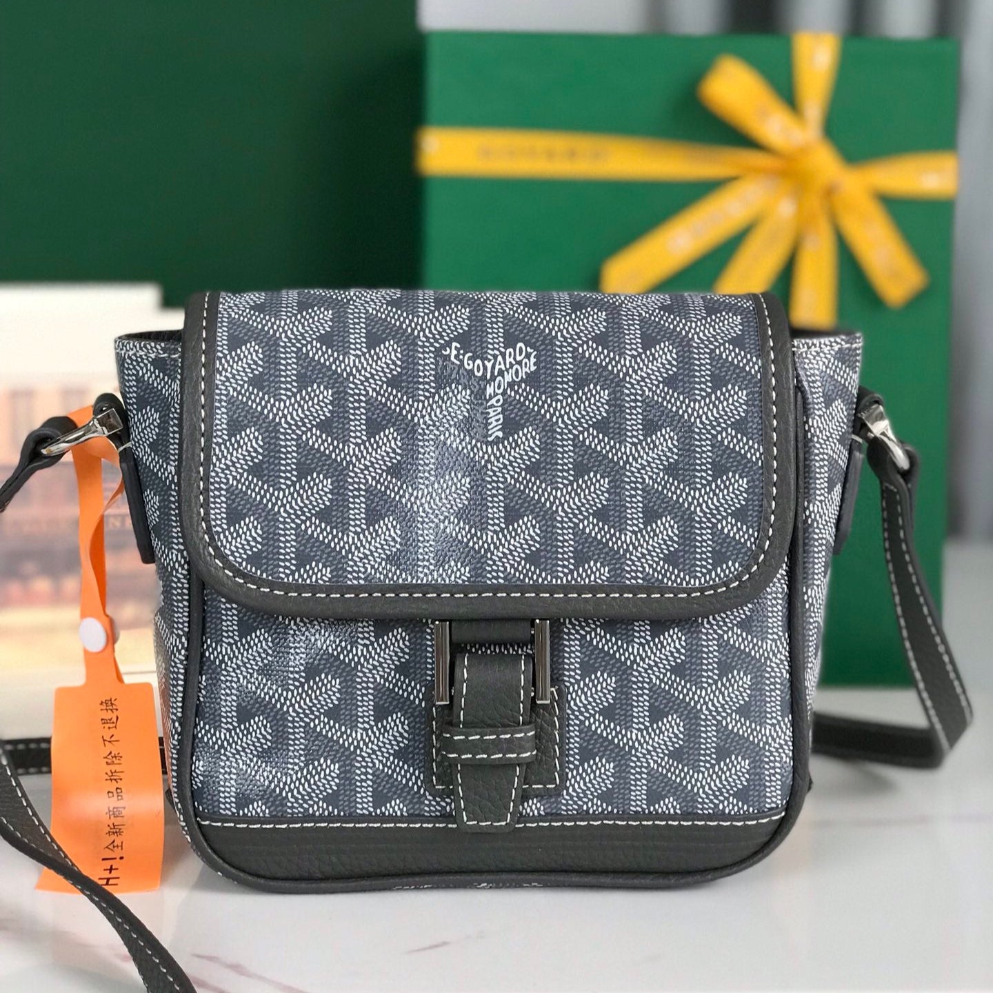Goyard Grand Bleu 16 Cm Gray Goyardine Canvas And Lambskin