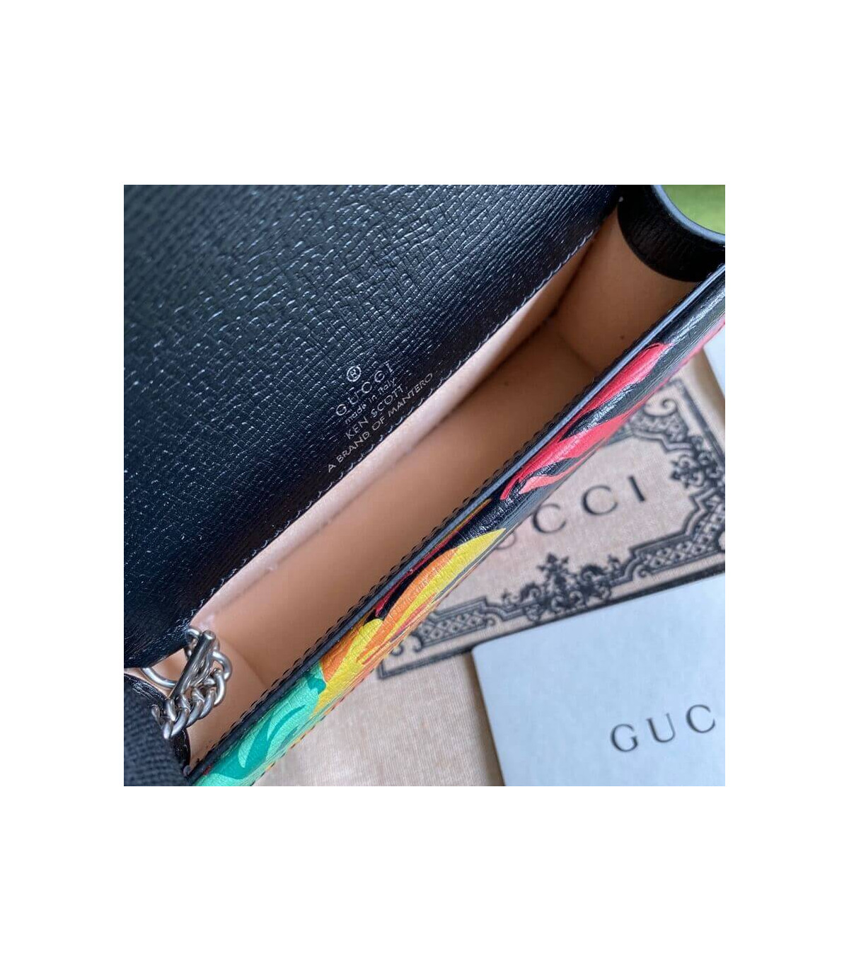 Gucci Dionysus Ken Scott Print Super Mini Bag Black