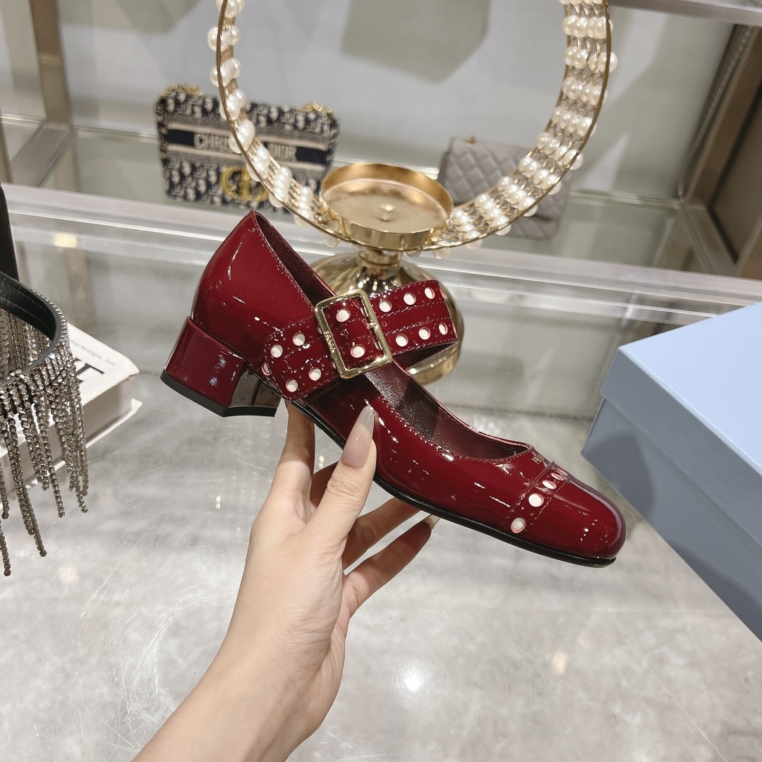 Prada Patent Leather Mary Jane Pumps Red