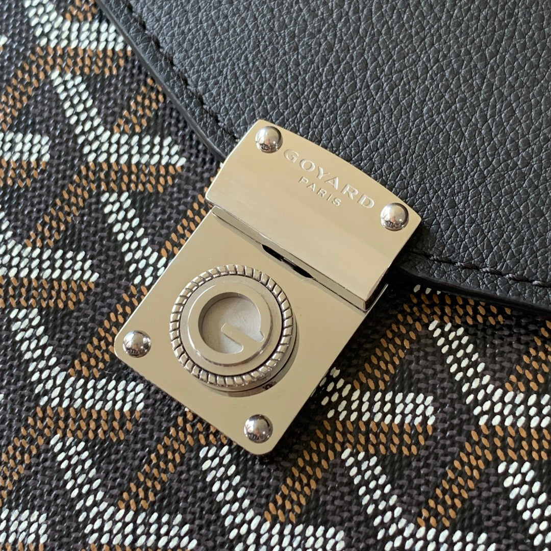 Goyard Chypre Wallet-Pouch 21 Cm Black Goyardine Canvas And Calfskin