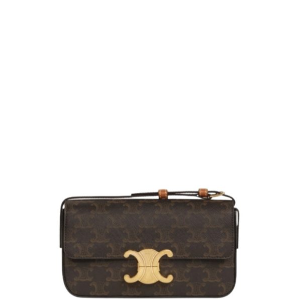 CELINE TRIOMPHE SHOULDER BAG IN SHINY CALFSKIN TAN
