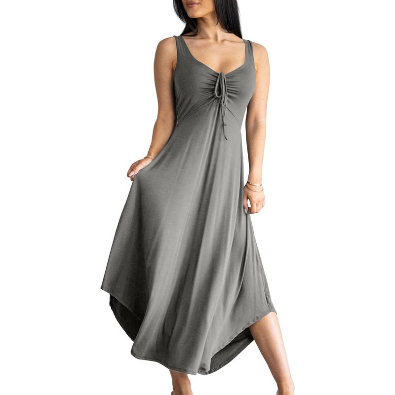 Women's Summer Sleeveless Empire Waist Asymmetrical Tank Maxi Dress