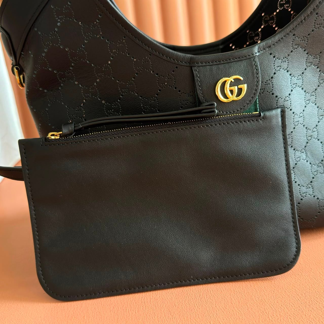 Gucci Giglio Small Tote Bag 25cm/9.8in Black GG Leather 860845