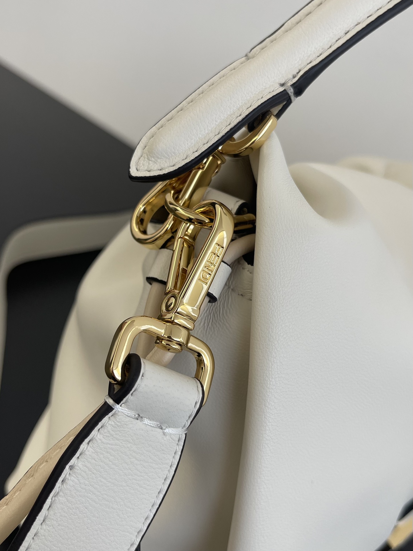 Fendi Mamma Baguette Medium Matcha White Nappa Leather Bag 26.5cm