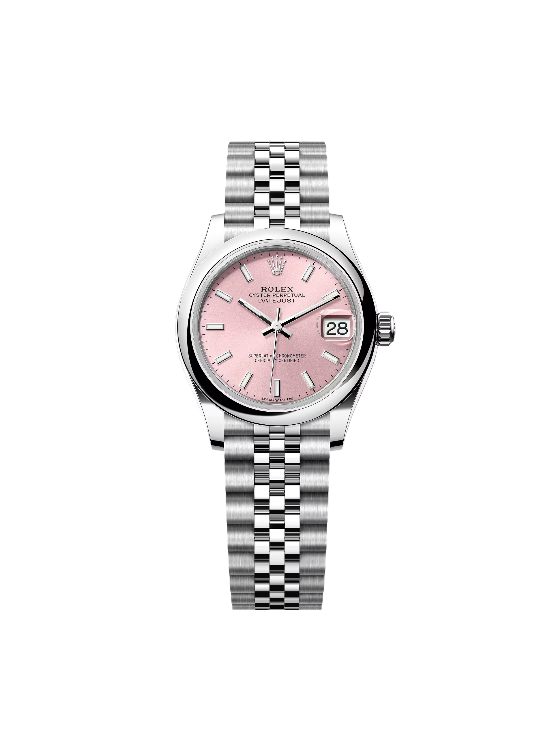 Rolex Datejust m278240-0007/0008 31mm Pink Index Domed Bezel Oyster Oystersteel