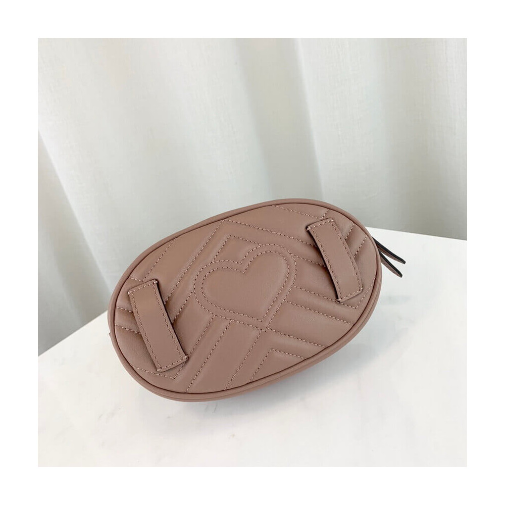 Gucci GG Marmont Matelasse Leather Belt Bag Nude Pink