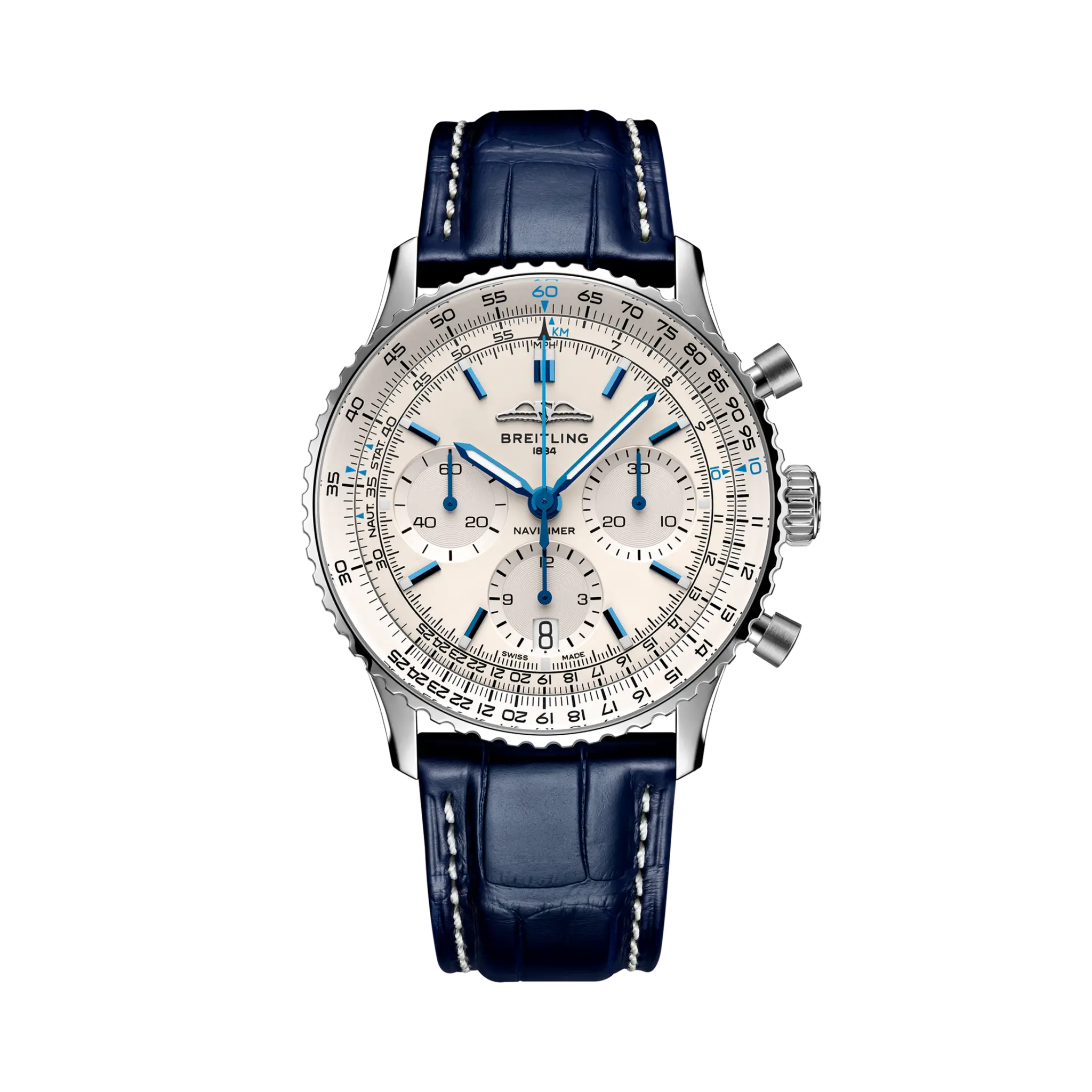 Breitling Navitimer B01 Chronograph 41 Silver Dial Blue Strap AB0139A71G1P1