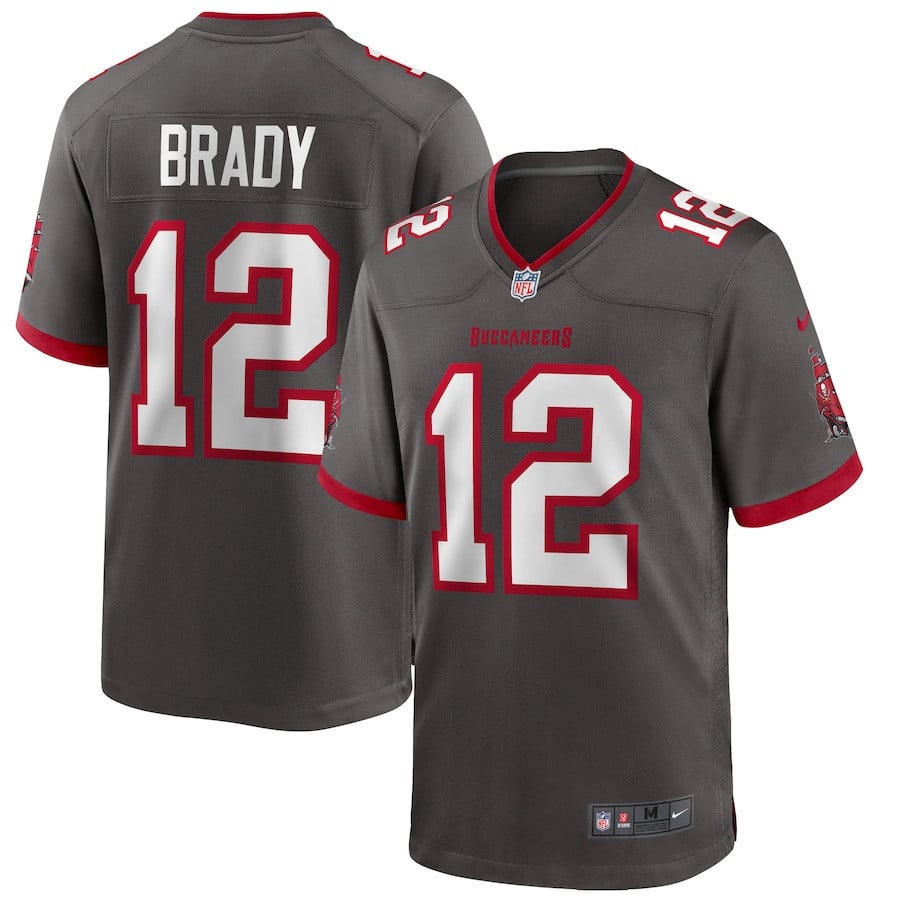 Tom Brady 12 Tampa Bay Buccaneers Alternate Game Jersey - Pewter