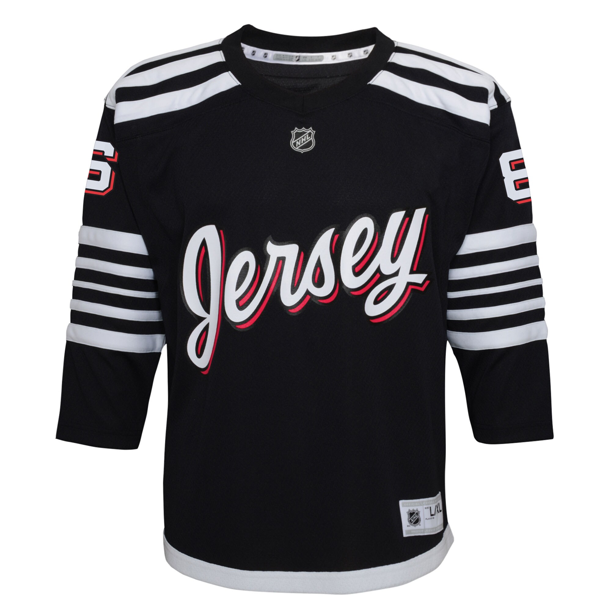 Jack Hughes New Jersey Devils Youth Alternate Replica Player Jersey – Black