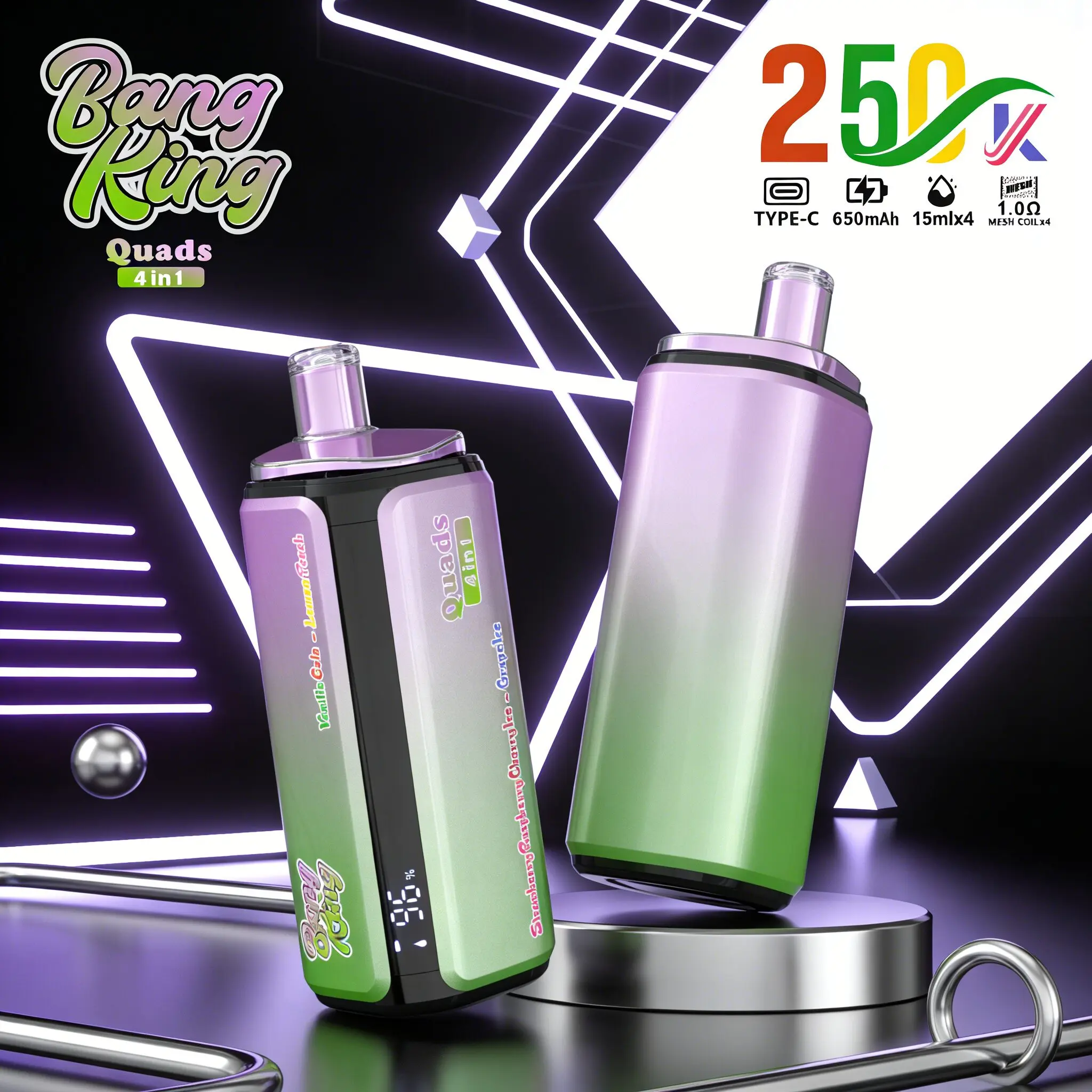 【New Arrive】Bang King 250000 Puffs 4-in-1 Vape – Ultra High Capacity | Mesh Coil | Type-C Rechargeable