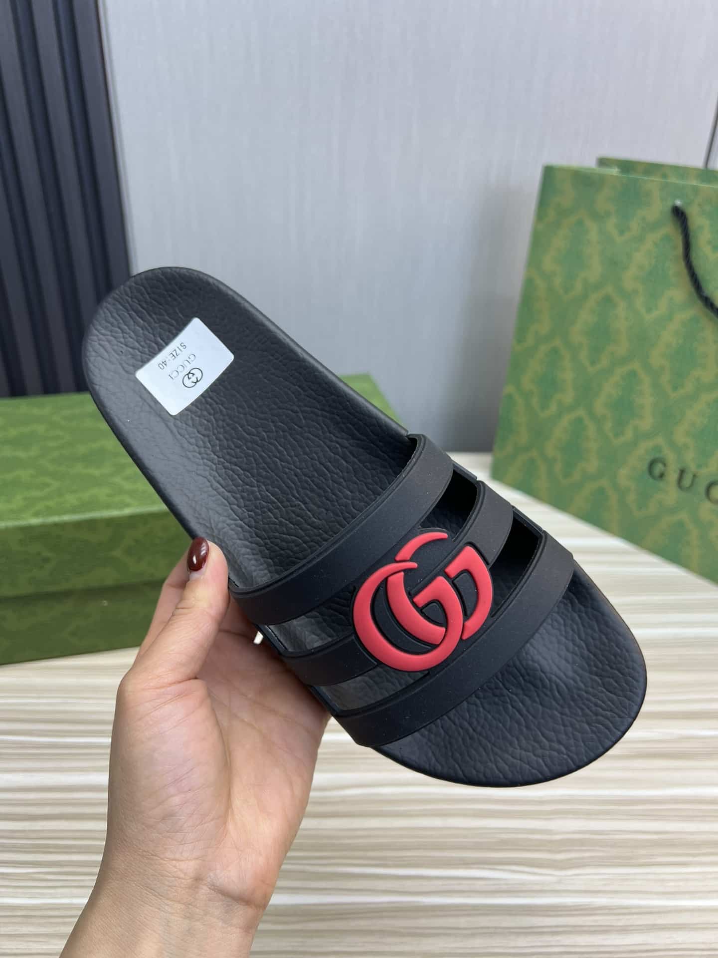 Gucci Slippers Sandals Mules Summer With Gg Logo Red