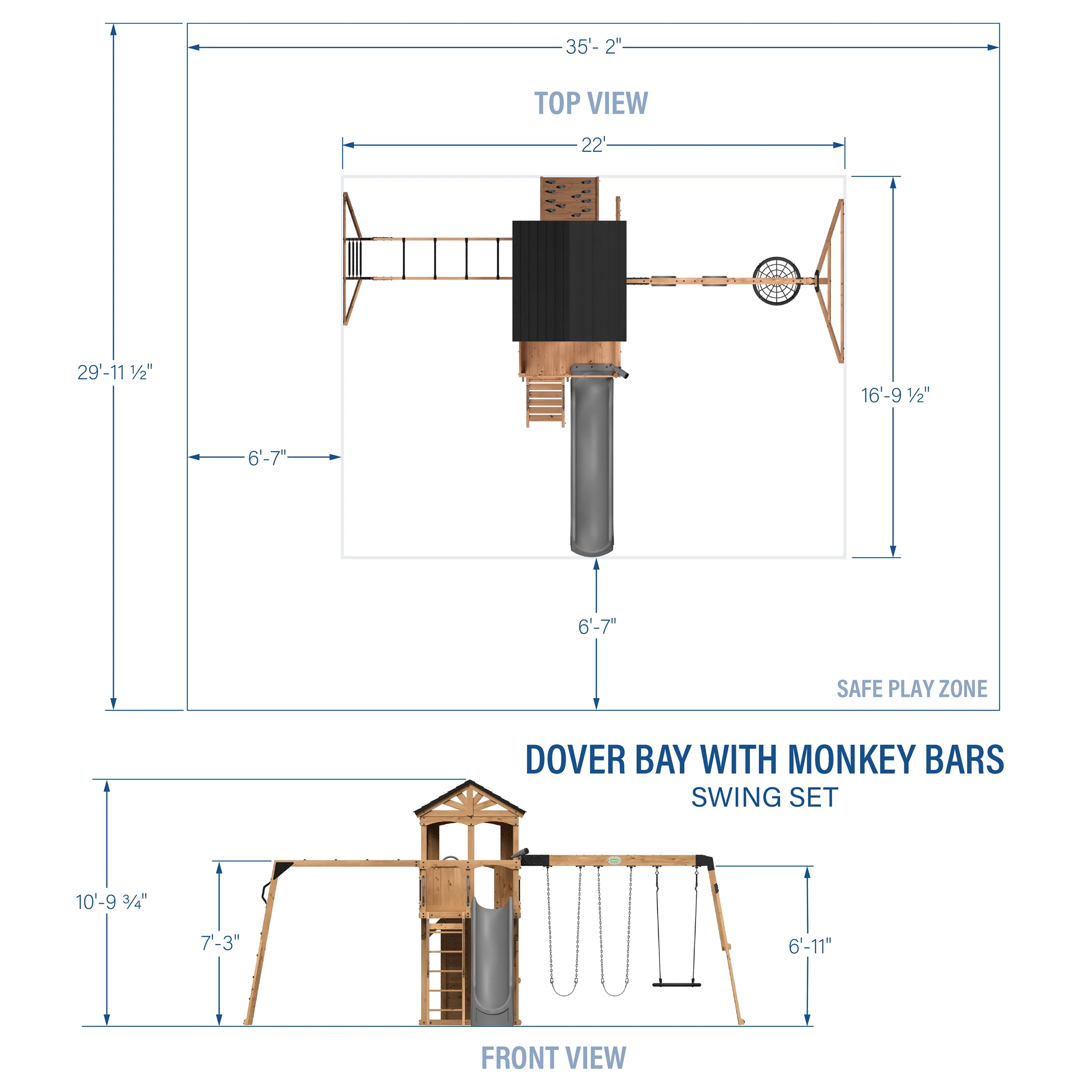Dover Bay Swing Set with Monkey Bars